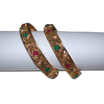 "Stone Bangles - MGR-1208 ( 2 Bangles) - Click here to View more details about this Product